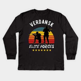 Gaming Verdansk Elite Forces Warzone Gamer Kids Long Sleeve T-Shirt